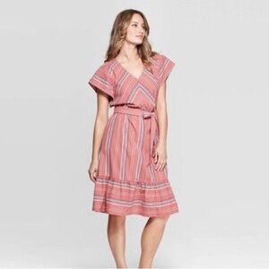 Universal Thread | 100% Cotton Striped Ruffle Hem Midi Dress